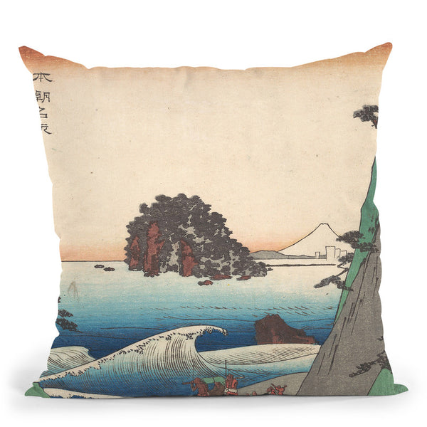 Seven-Ri Beach, Province Of Soshu Throw Pillow By Utagawa Hiroshige
