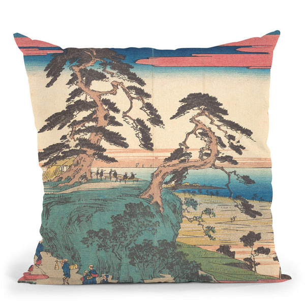 Shinagawa Hakkei Zaka Throw Pillow By Utagawa Hiroshige
