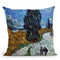 Road With Cypress And Star Throw Pillow By Van Gogh