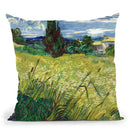 Green Wheat Field With Cypress Throw Pillow By Van Gogh