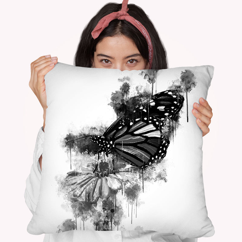 Butterfly On Flower I Throw Pillow By Cornel Vlad - by all about vibe