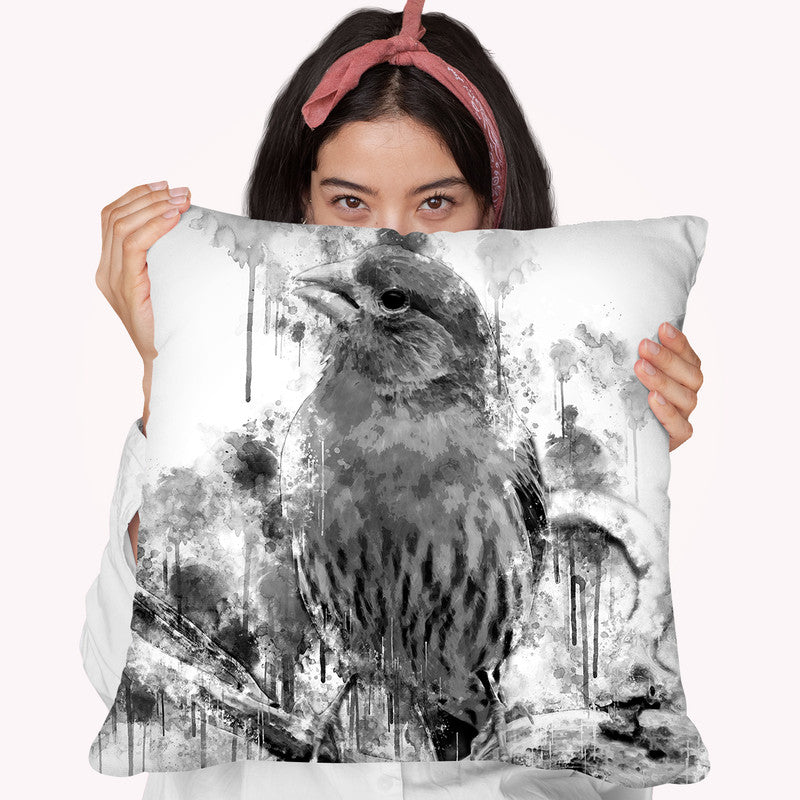 House Finch Bird I Throw Pillow By Cornel Vlad - by all about vibe