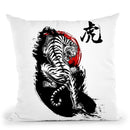 Japanese Tiger Throw Pillow By Cornel Vlad - by all about vibe