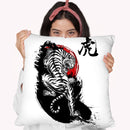 Japanese Tiger Throw Pillow By Cornel Vlad - by all about vibe
