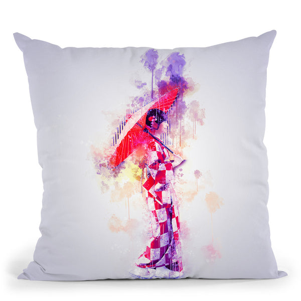 Japanese Girl Throw Pillow By Cornel Vlad - by all about vibe