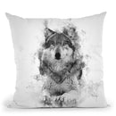 Wolf Sitting I Throw Pillow By Cornel Vlad - by all about vibe