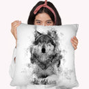 Wolf Sitting I Throw Pillow By Cornel Vlad - by all about vibe