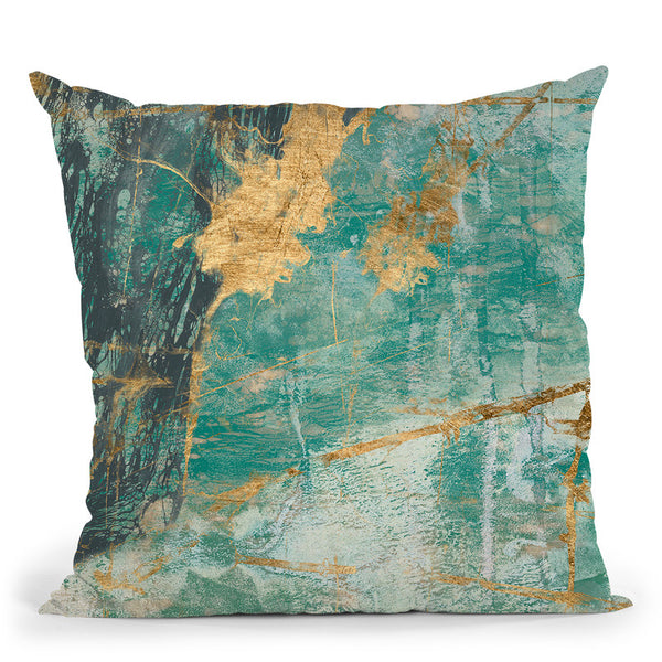 Teal Lace I Throw Pillow By World Art Group