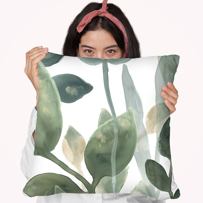 Water Leaves I Throw Pillow By World Art Group