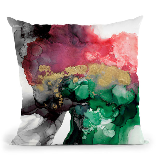 Emerald & Coral Expression I Throw Pillow By World Art Group
