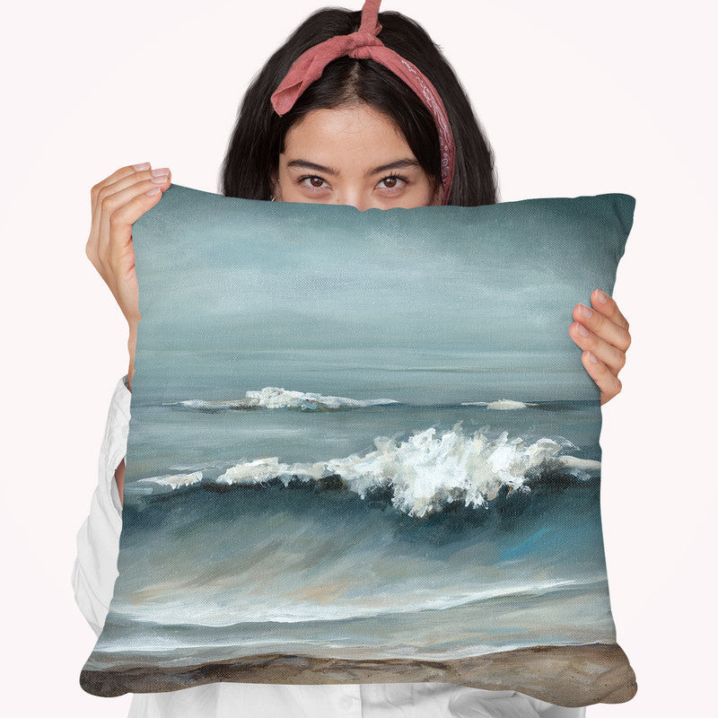 Sea Foam Throw Pillow By World Art Group
