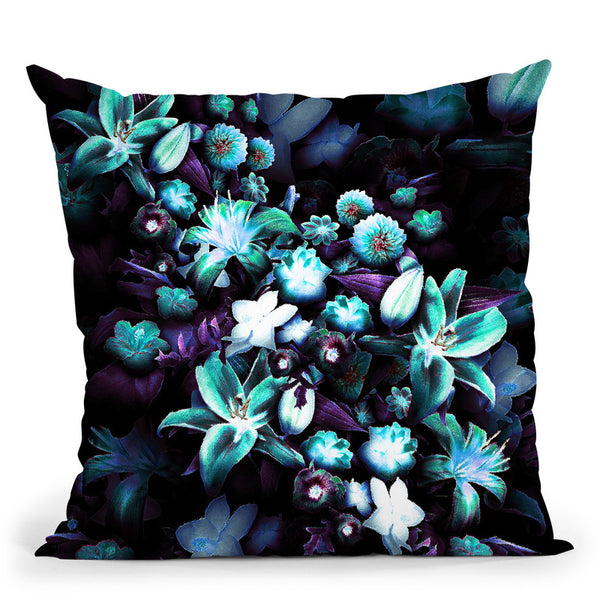 Blue Blooming Night Throw Pillow By Yantart Designs