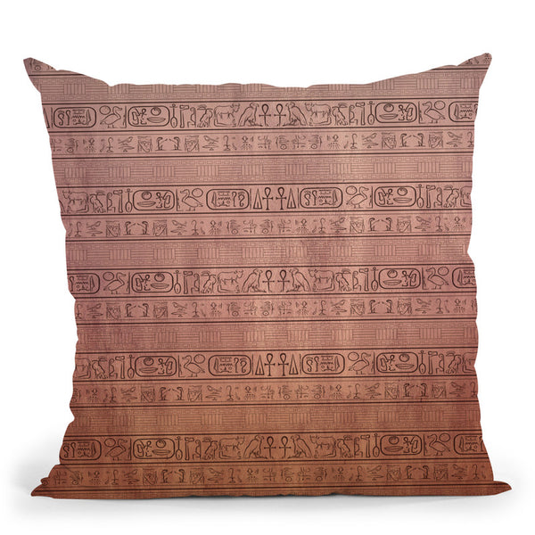 Egyptian Pattern Glyphs - Papyrus Throw Pillow By Yantart Designs