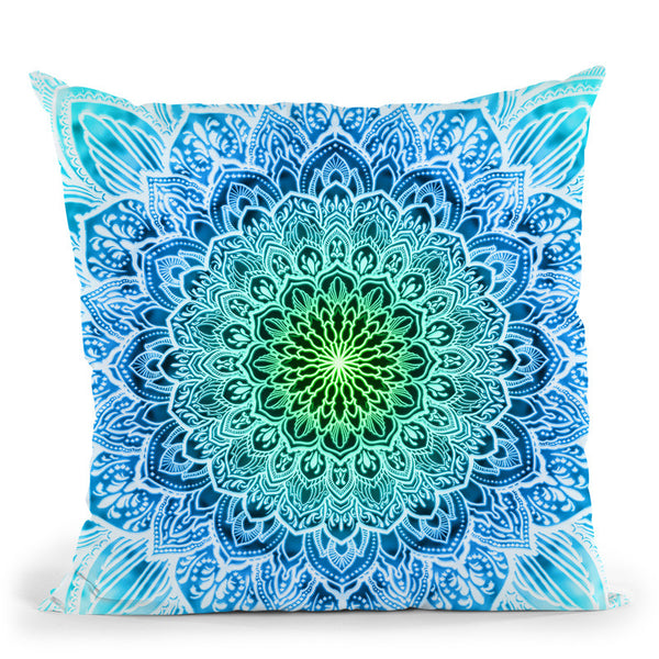 Ornate Mandala - Blue Throw Pillow By Yantart Designs