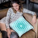 Flower Of Life Pattern - Teal Blue Throw Pillow By Yantart Designs