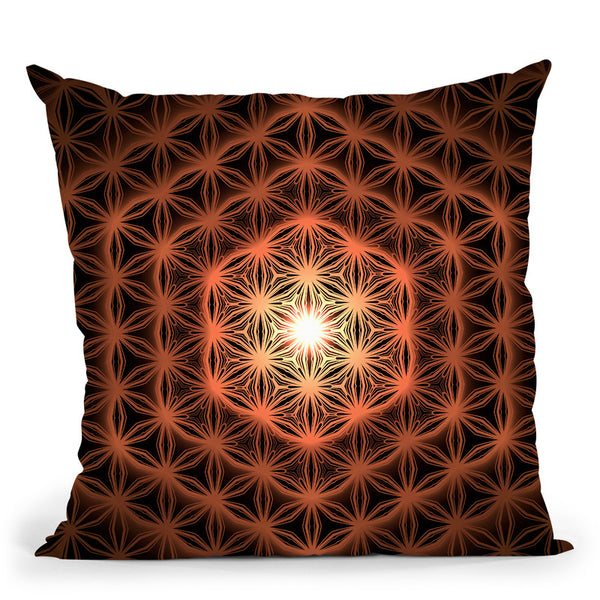 Flower Of Life Pattern - Orange Throw Pillow By Yantart Designs