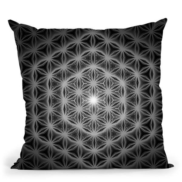 Flower Of Life Pattern - Bright Black Throw Pillow By Yantart Designs
