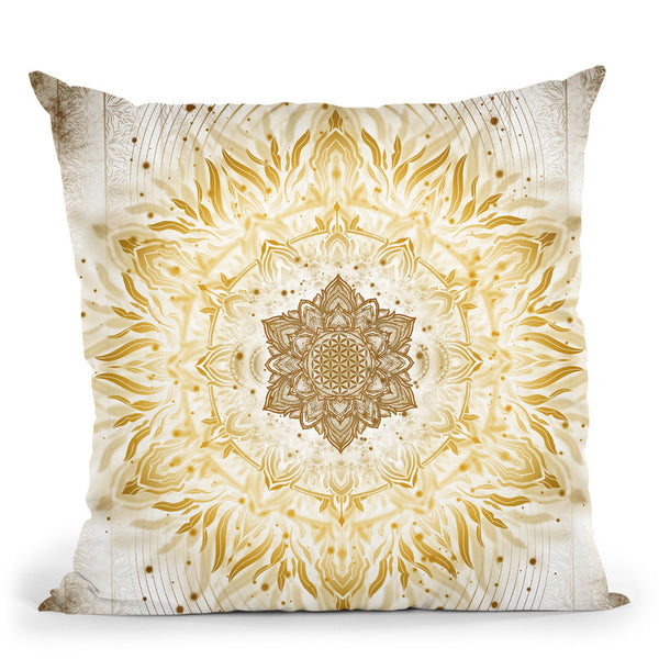 Aligned Flower - Clear Gold Throw Pillow By Yantart Designs