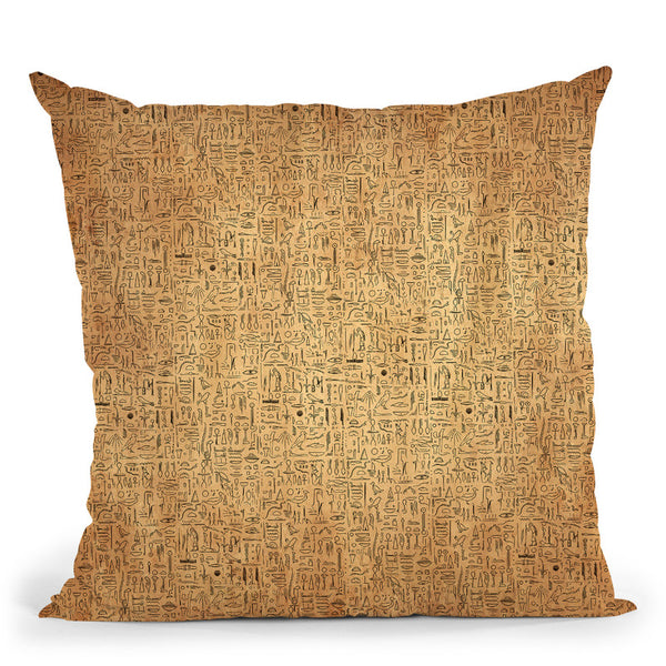 Egyptian Glyphs - Papyrus Throw Pillow By Yantart Designs
