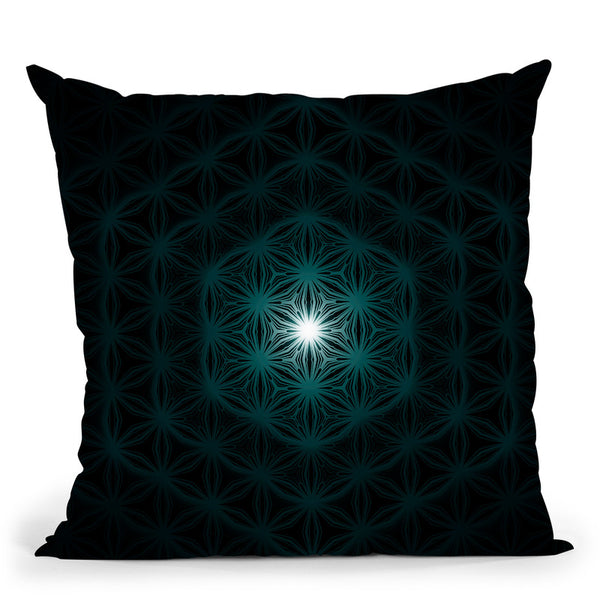 Flower Of Life Pattern - Dark Blue Throw Pillow By Yantart Designs