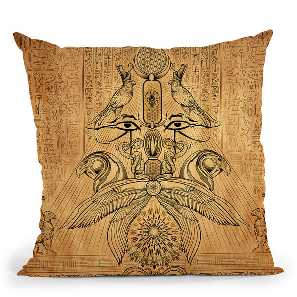 The Auspices Of Horus - Papyrus Throw Pillow By Yantart Designs