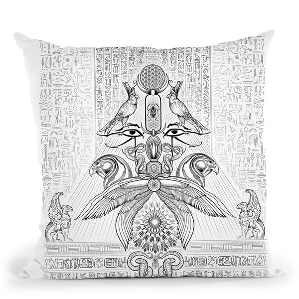 The Auspices Of Horus - White Throw Pillow By Yantart Designs