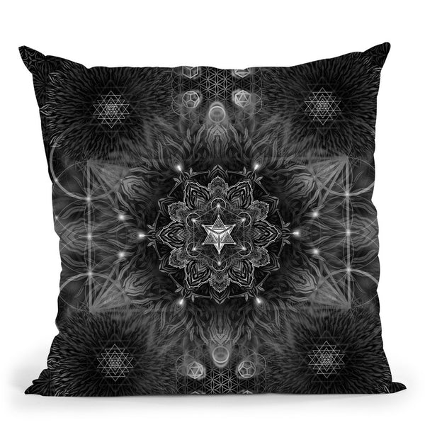 Yantrart Design Geometric Black Throw Pillow By Yantart Designs