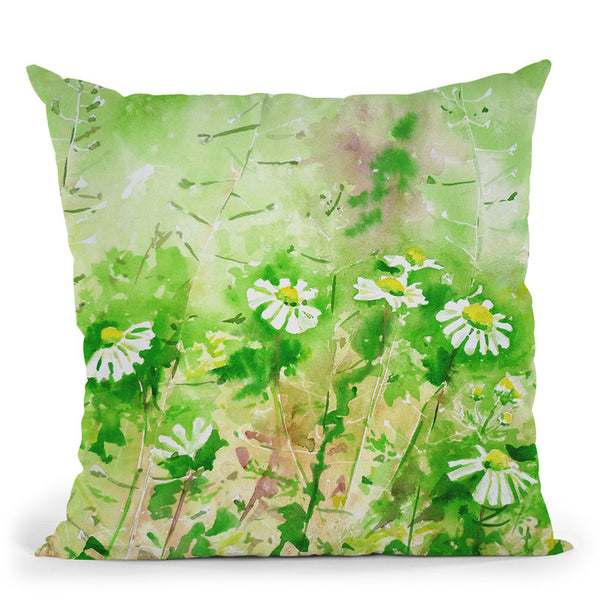 Sunny Daisies Watercolor Throw Pillow By Z Art Gallery