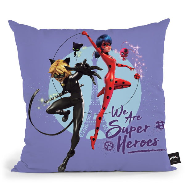 Ladybug Cat Noir We Are Super Heroes Throw Pillow By Miraculous