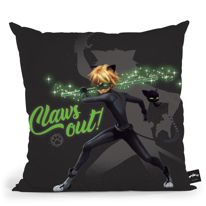 Cat Noir Claws Out Throw Pillow By Miraculous
