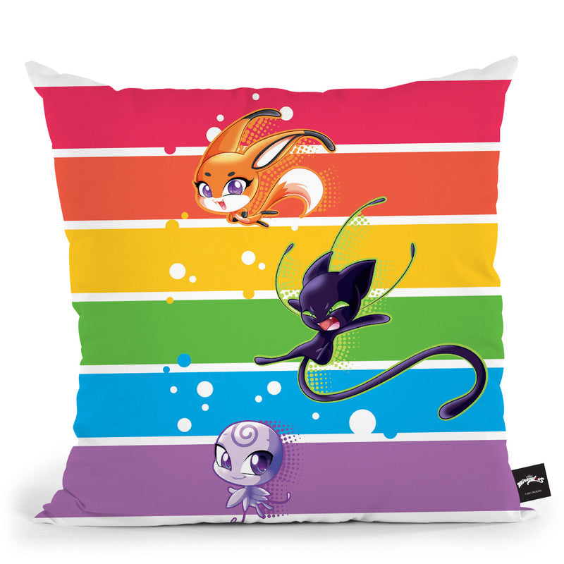 The Kwamis Plagg Nooroo Trixx Throw Pillow By Miraculous