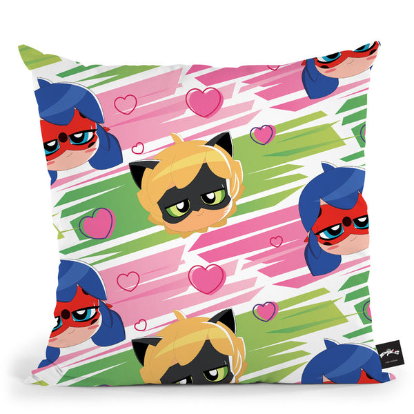 Ladybug Cat Noir Pattern Throw Pillow By Miraculous