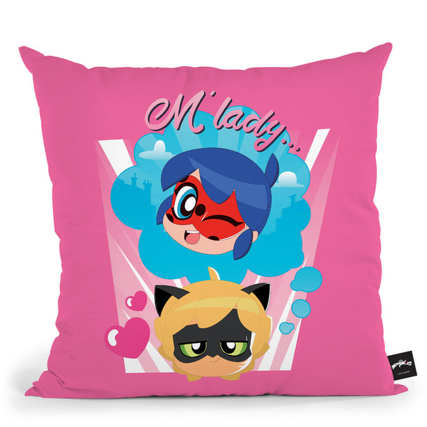 Ladybug Cat Noir M'Lady Throw Pillow By Miraculous