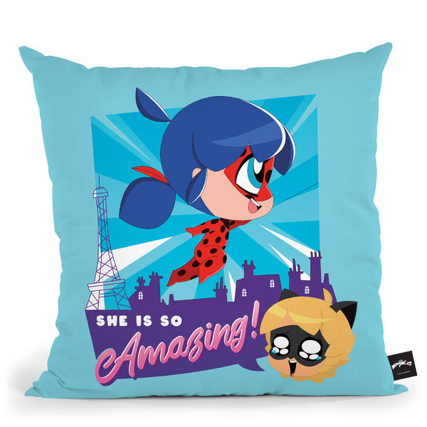 Ladybug Cat Noir She Is So Amazing Throw Pillow By Miraculous